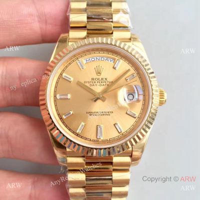 Rolex Day Date II All Gold President band Men's Copy Watch - Diamond Markers